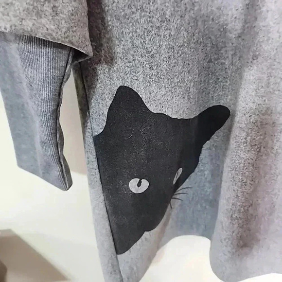 ORDER Plus Cat Print Oversized wool felt dress. Size Large - Picture 7 of 8